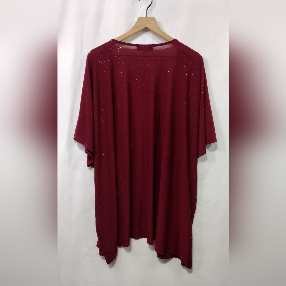 NWT New Fashion Shimmer Open Front Cardigan Women's 3X Burgundy Boho Retro Y2K - Picture 5 of 8
